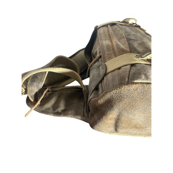 Wilsons Leather M. Julian Suede Backpack Tan Distressed Brass Buckle rare unique main image 5